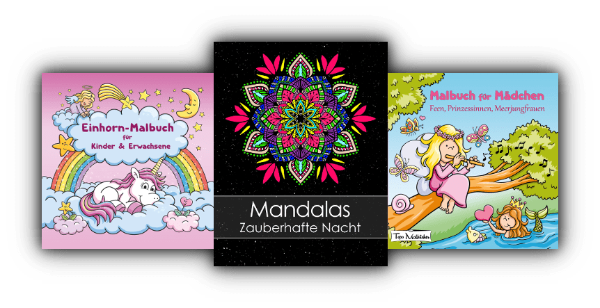 Malbücher für Erwachsene und Kinder - Mandala mit schwarzem Hintergrund - Einhorn Malbuch - Feen Prinzessinnen Meerjungfrauen Malbuch