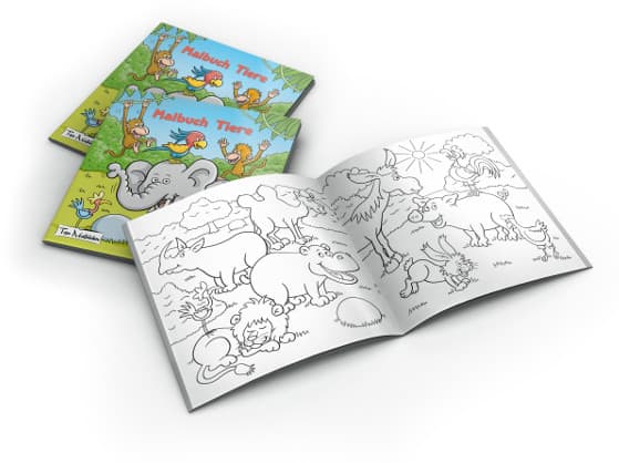 Malbuch Tiere für Kinder Cover und Rücken mit Elefant - Topo-Malbuecher